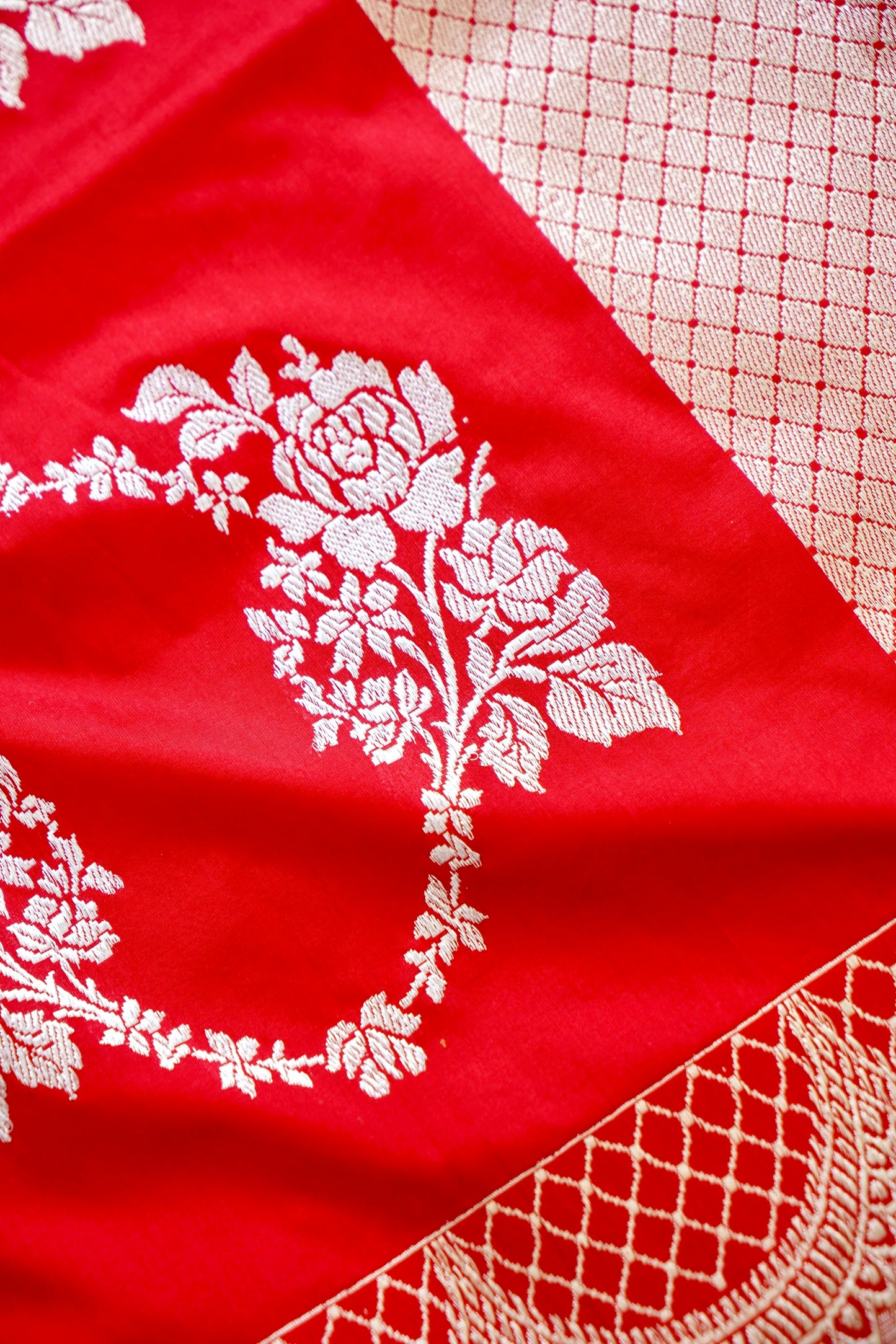 Bridal red banarasi katan silk