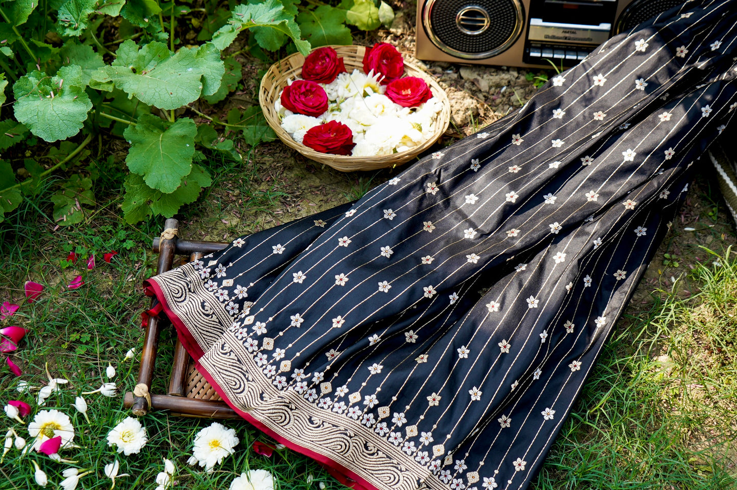 Black Katan Silk Saree