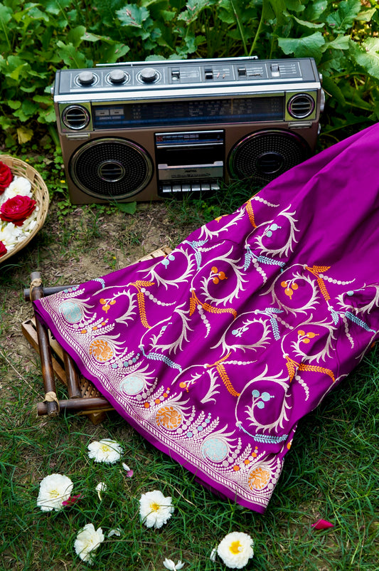 Magenta Katan Silk Saree