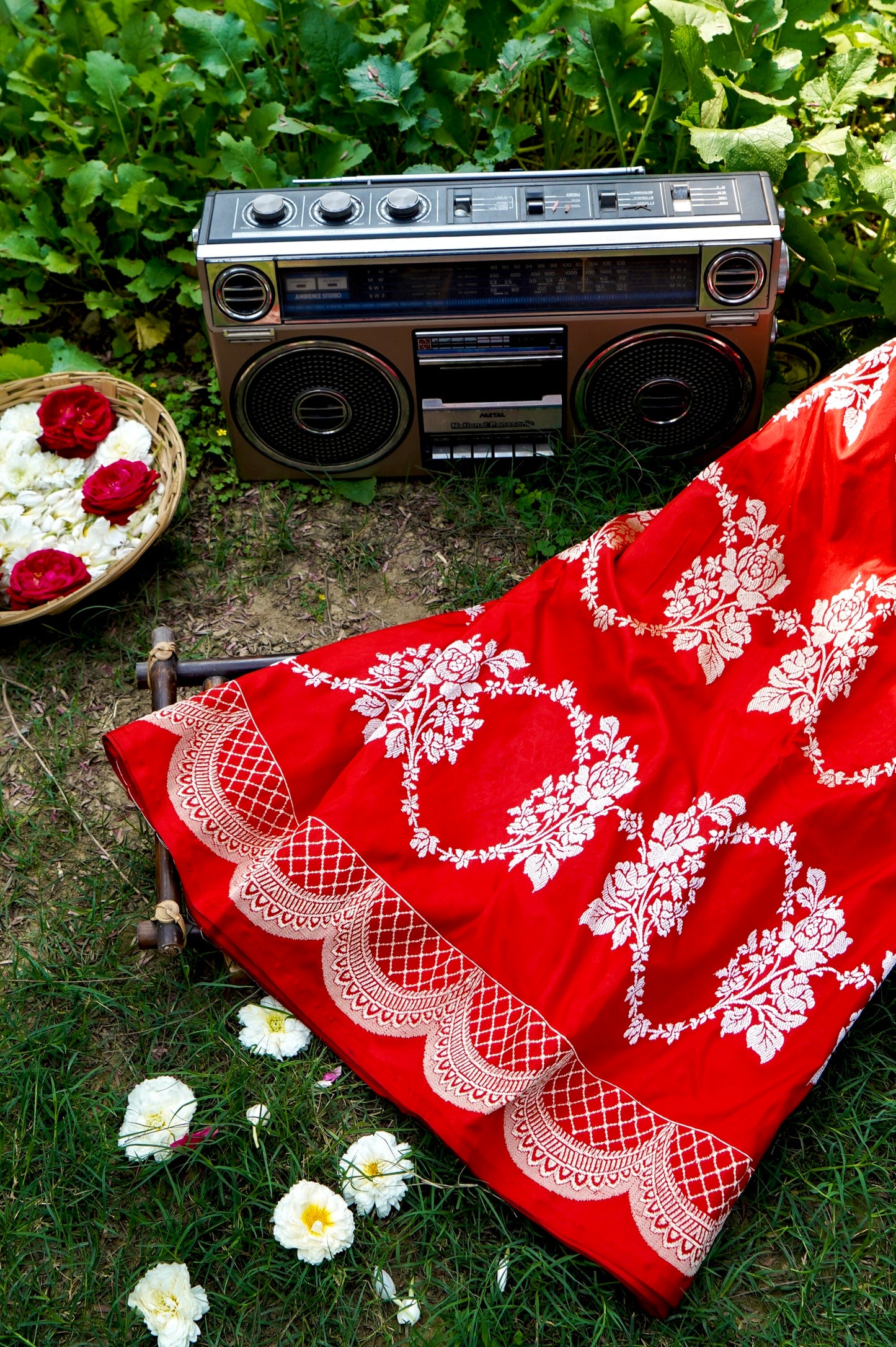 Bridal red banarasi katan silk