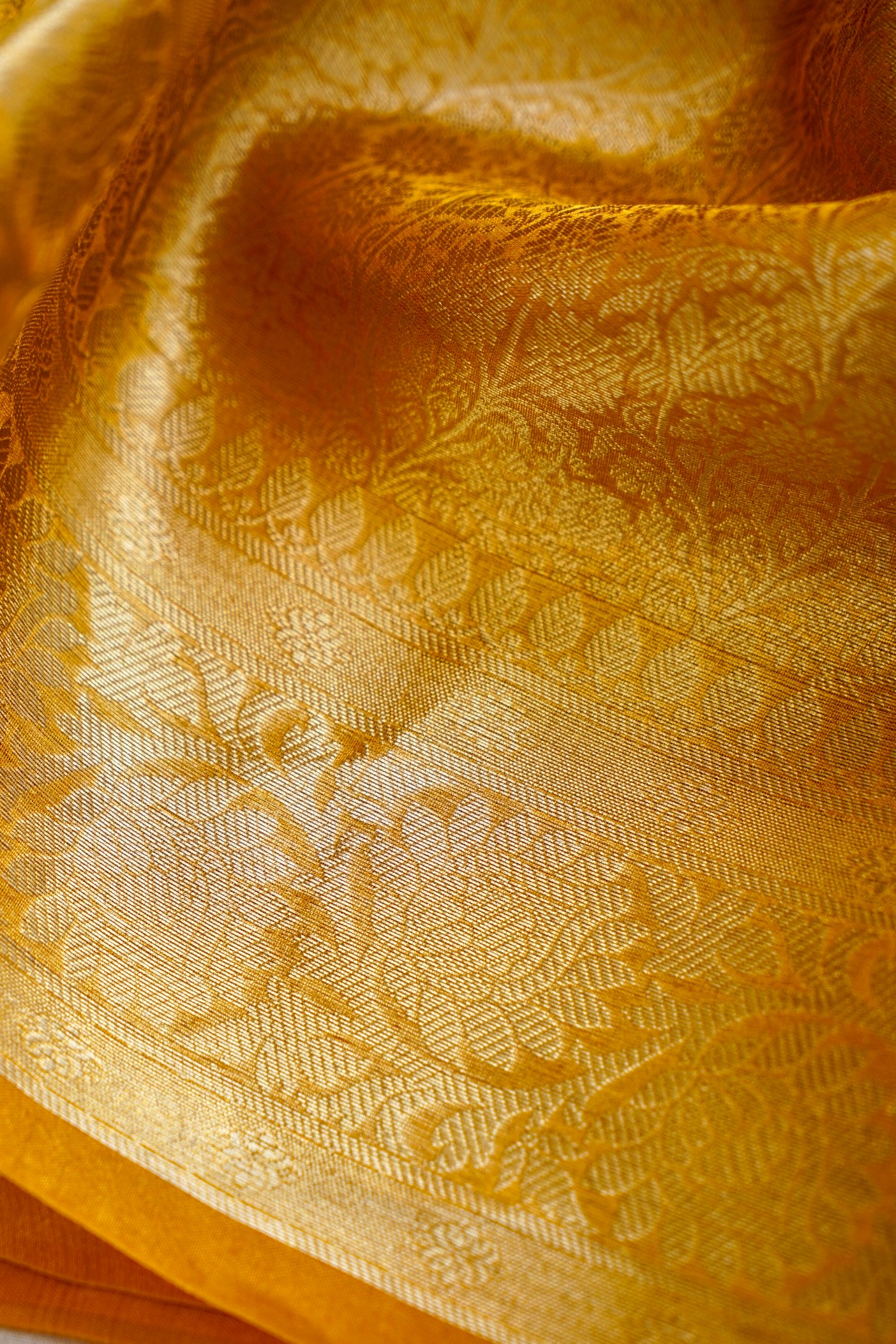 Yellow Banarasi Tissue Silk