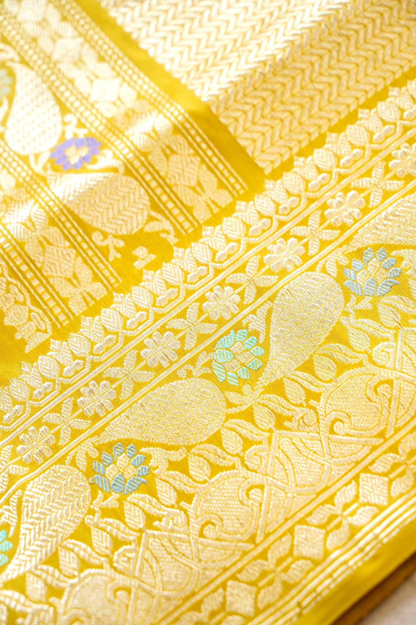 Yellow Katan Silk saree