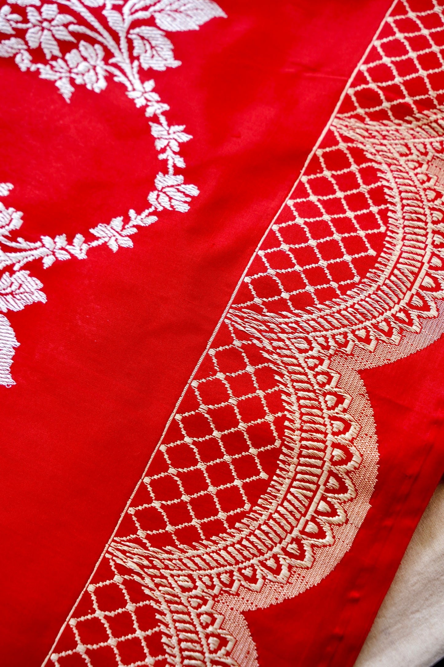 Bridal red banarasi katan silk