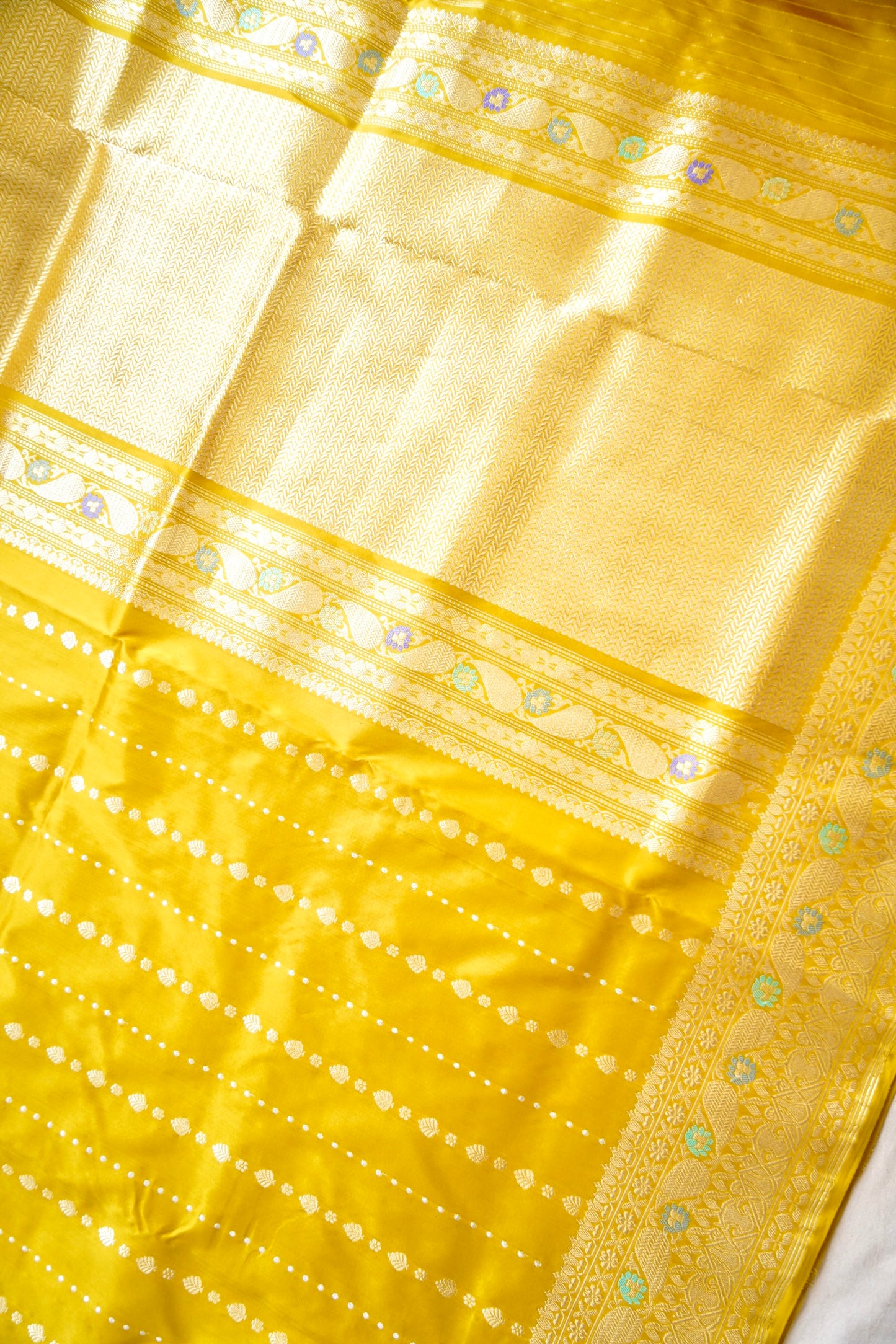 Yellow Katan Silk saree