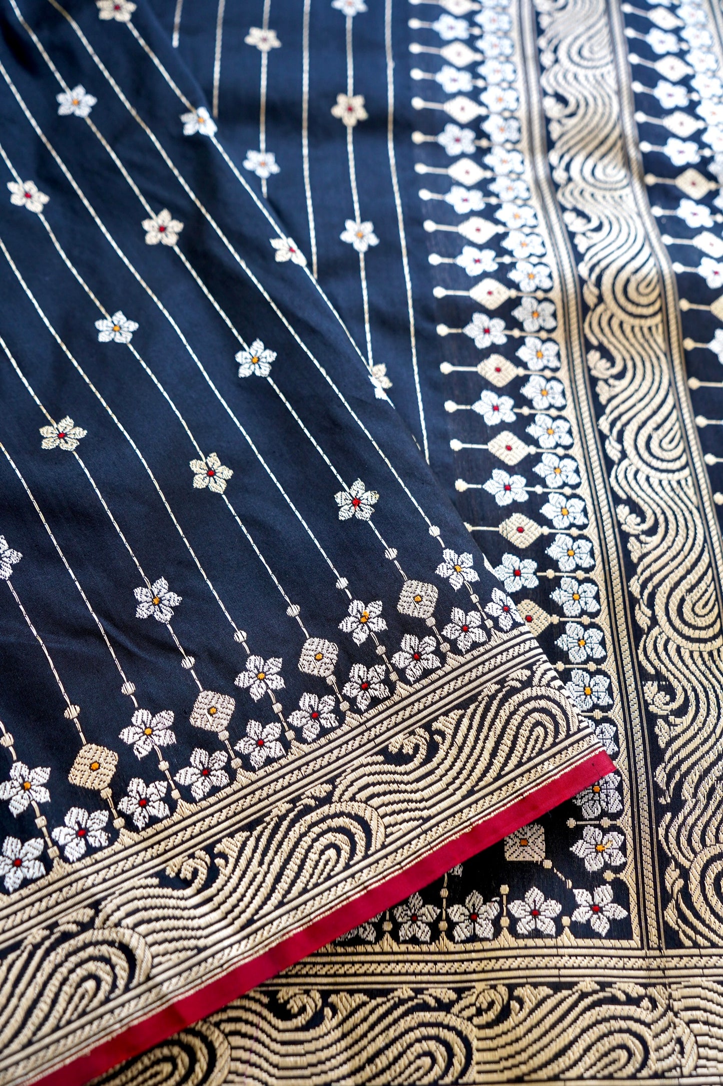 Black Katan Silk Saree