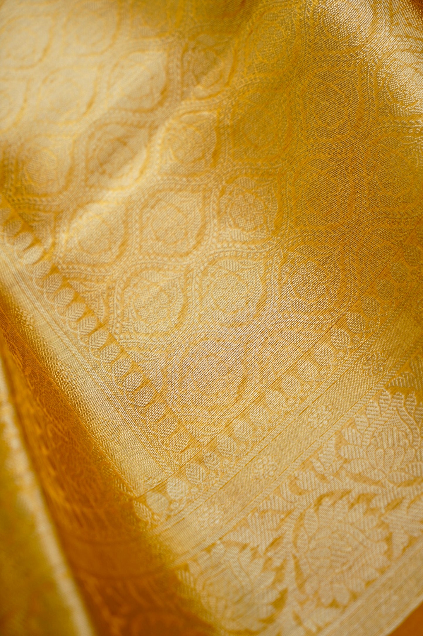 Yellow Banarasi Tissue Silk