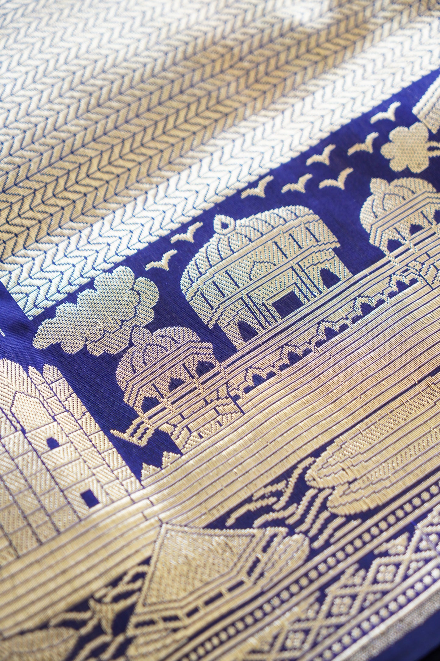 Royal Blue Banaras Ghat Katan Saree