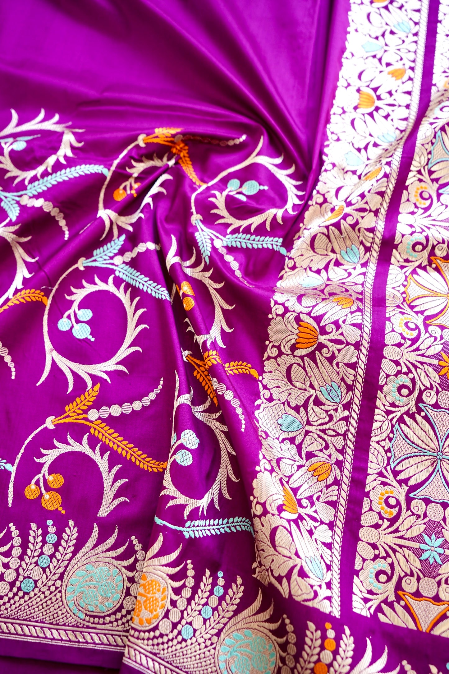 Magenta Katan Silk Saree