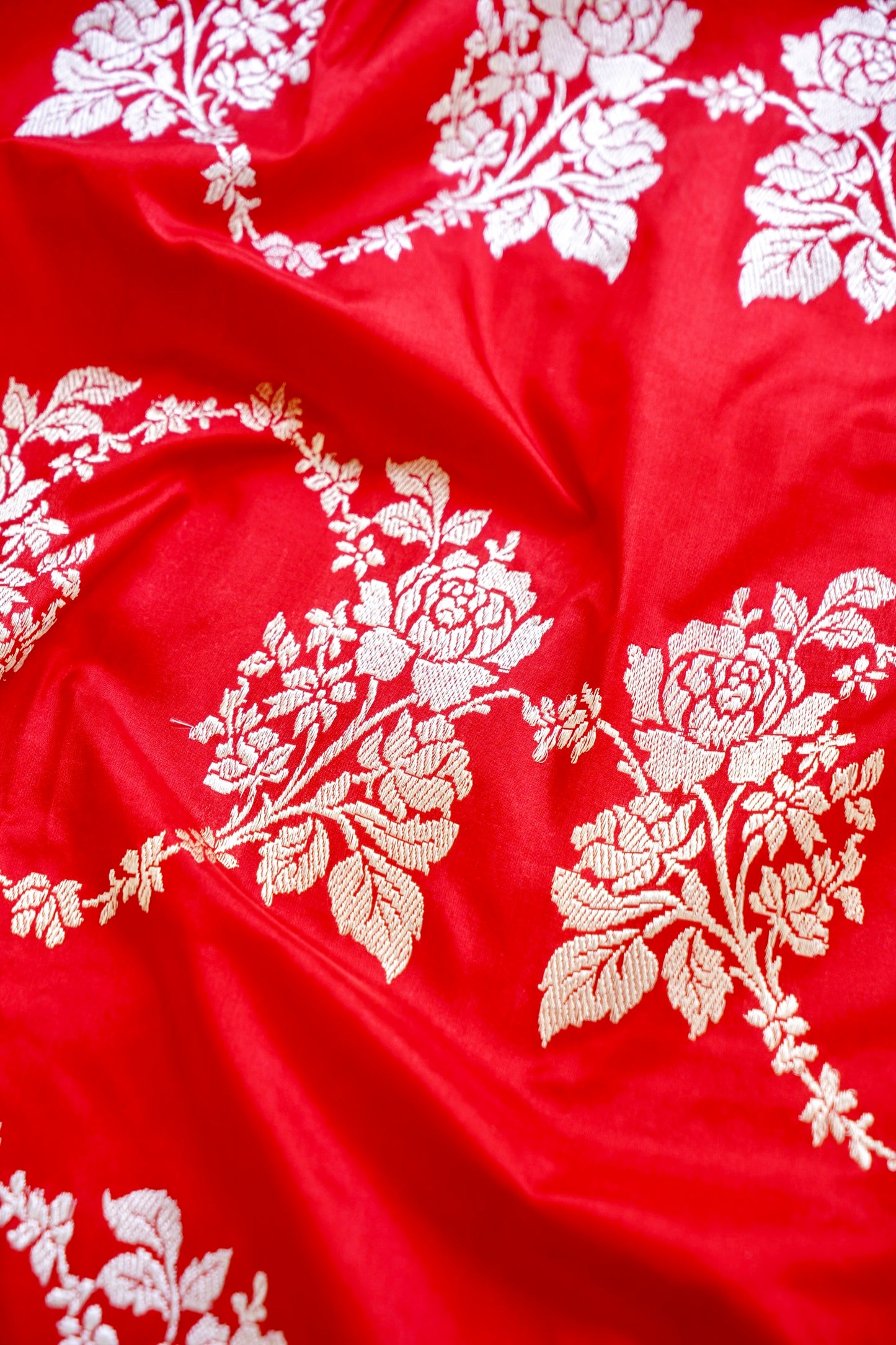 Bridal red banarasi katan silk
