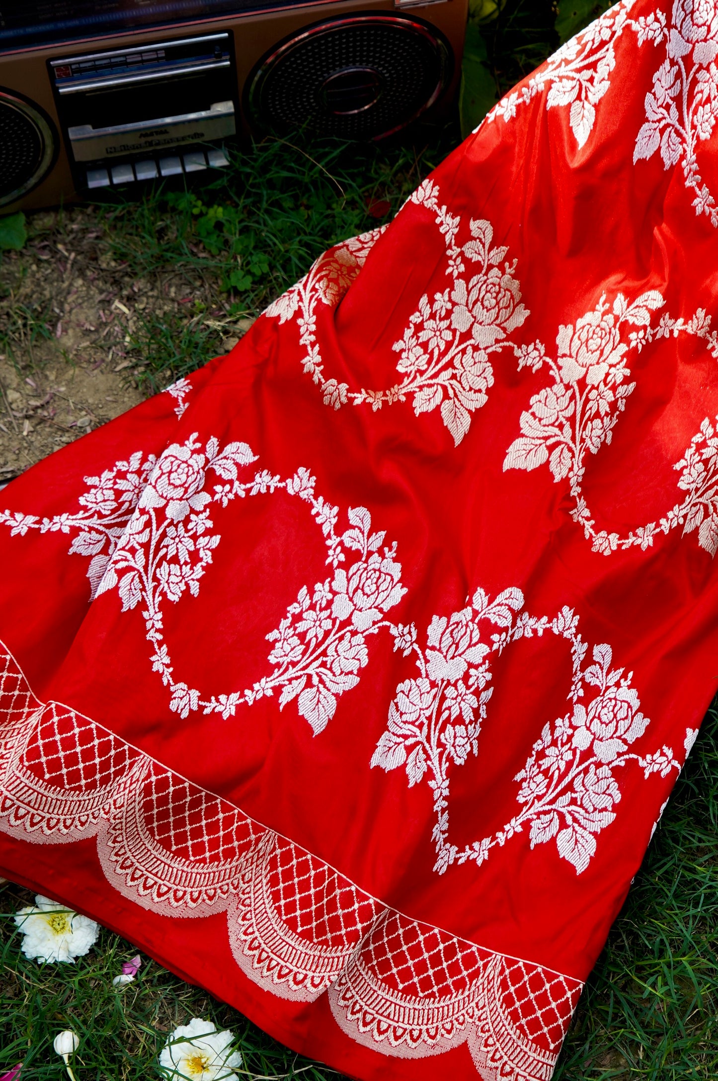 Bridal red banarasi katan silk
