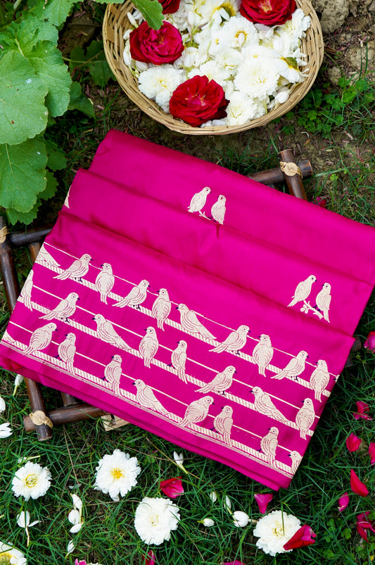 Rani Pink Katan Silk Saree