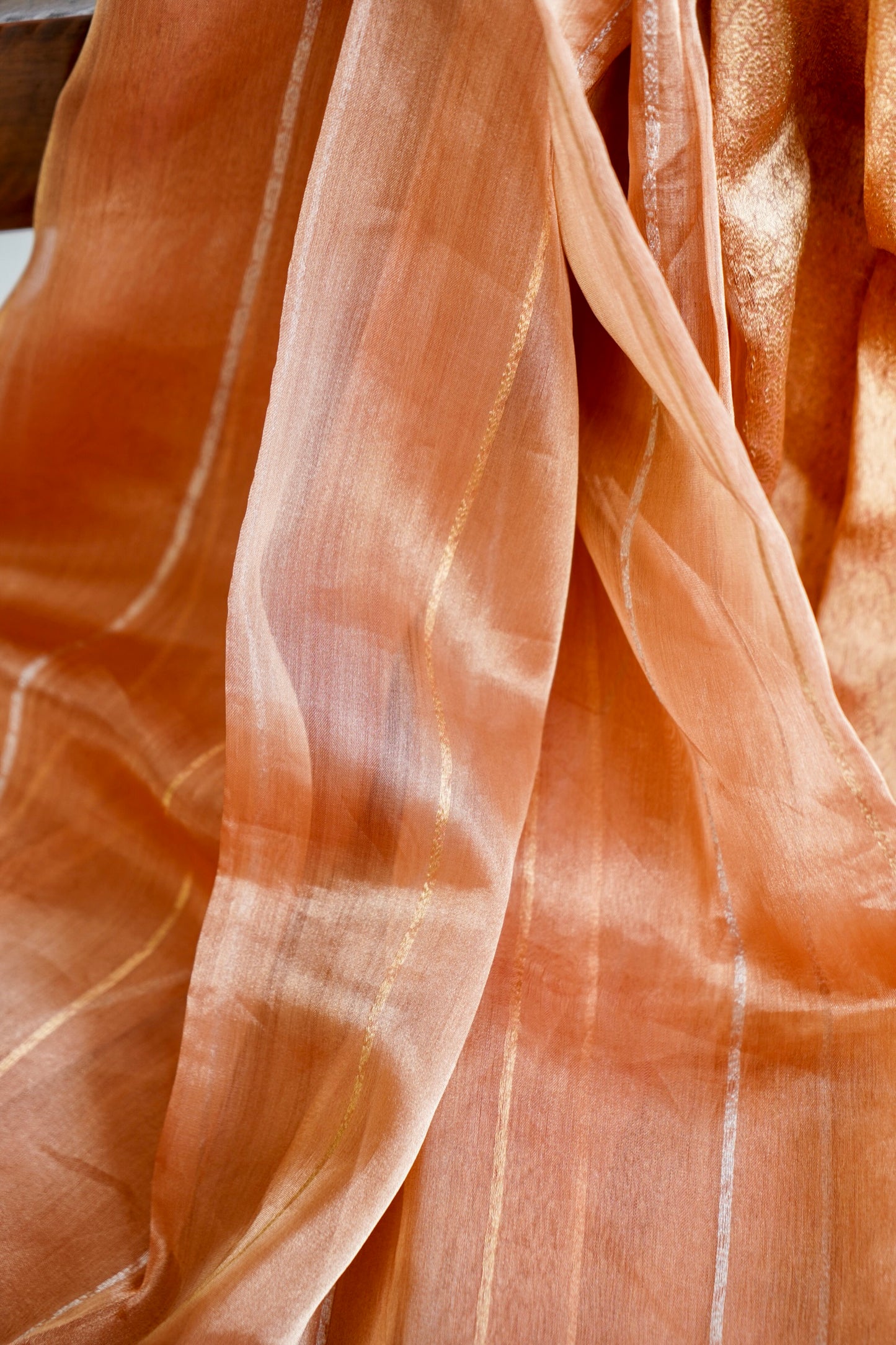 Summer Orange Tissue Silk Saree