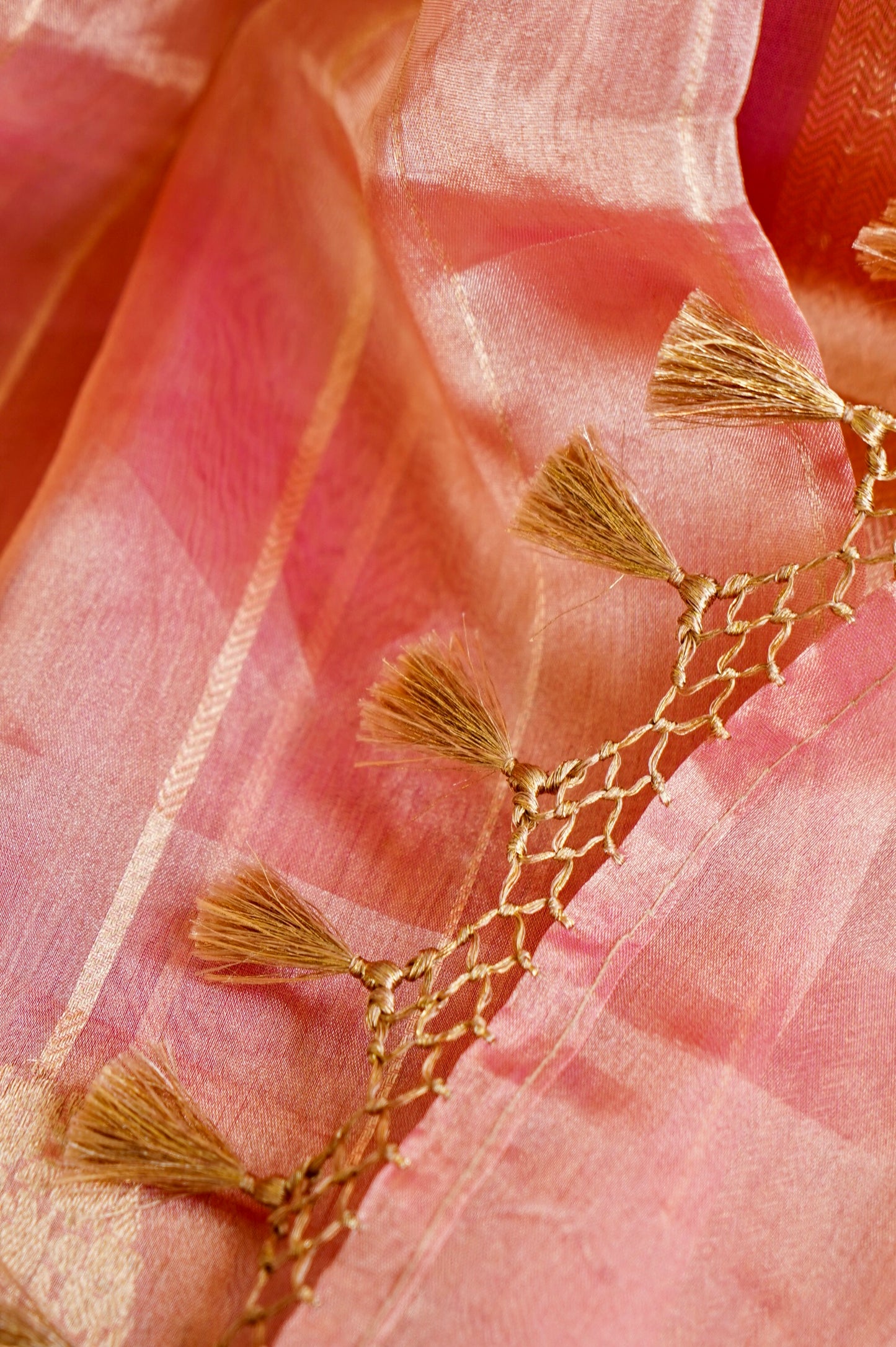 Powder Pink Tissue Silk Saree