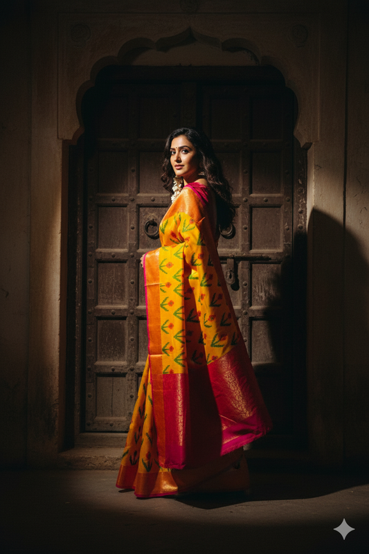 Radiant Yellow Banarasi Soft Silk Saree
