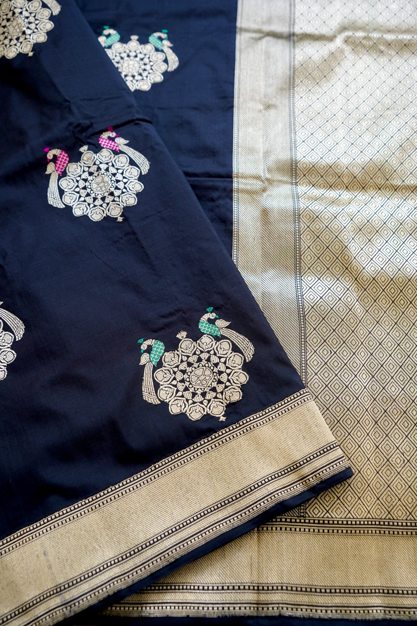 Black Katan Silk Saree