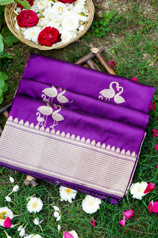 Royal Swan Blue Katan SilknSaree