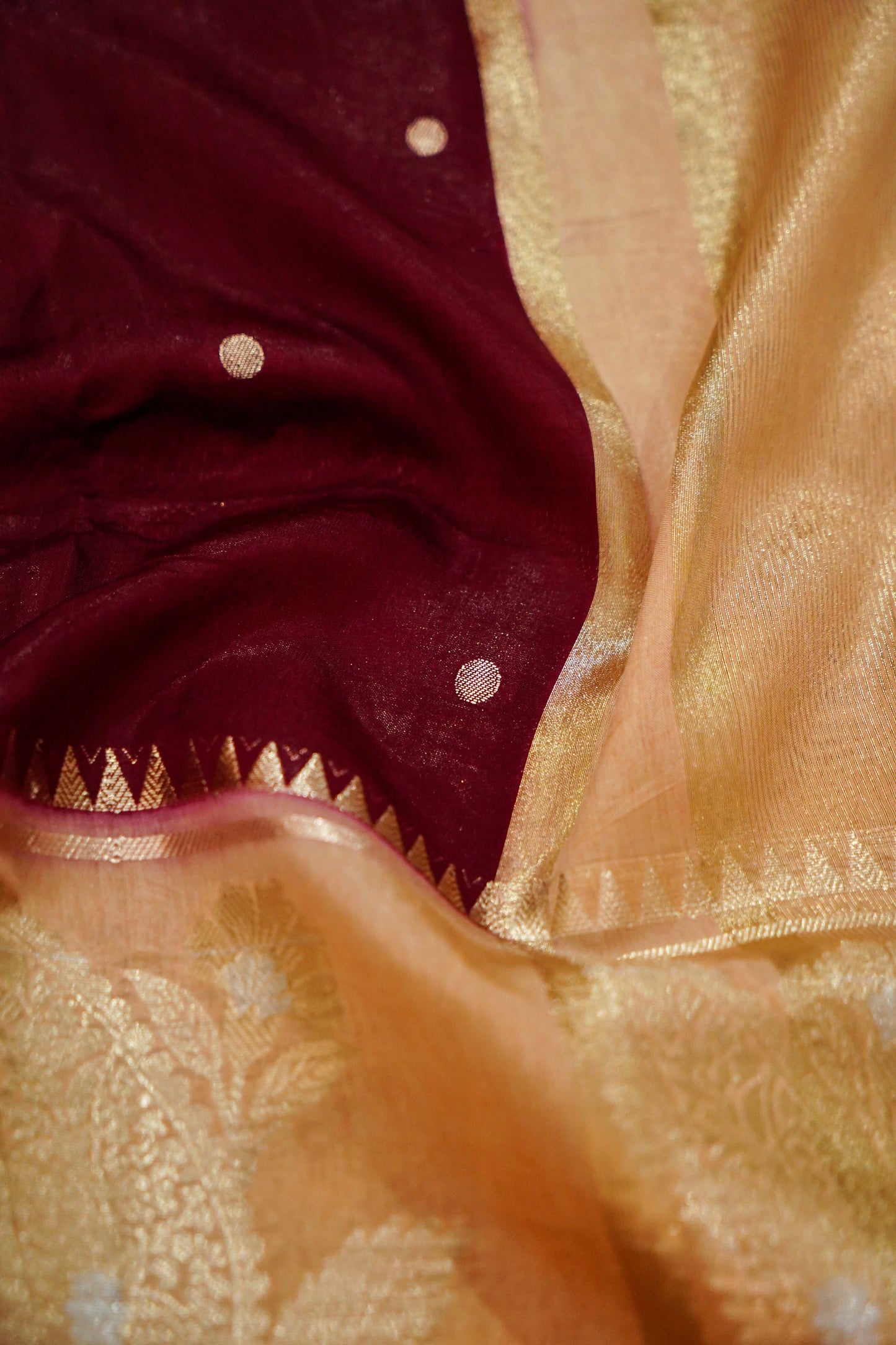 Banarasi Pulp Silk Saree in Maroon with Cream Border