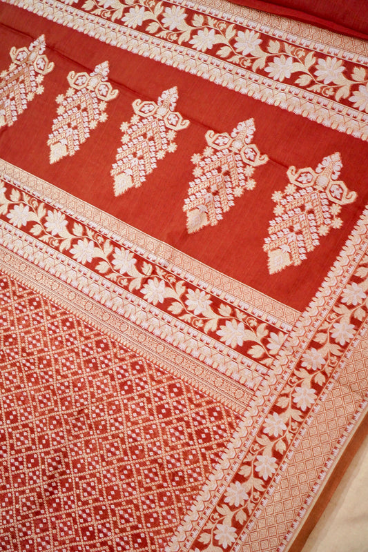 Stunning Red Banarasi Fine Cotton Saree