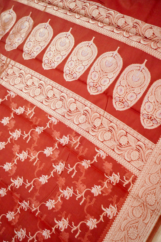Rustic Orange Banarasi Cotton Saree