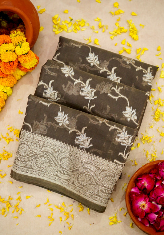 Brown Banarasi Cotton Saree