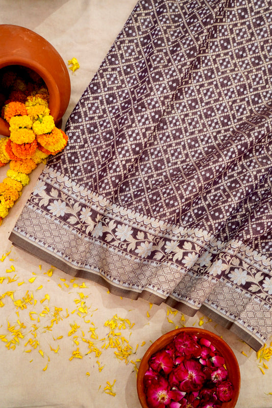 Stunning Wine Banarasi Fine Cotton Saree