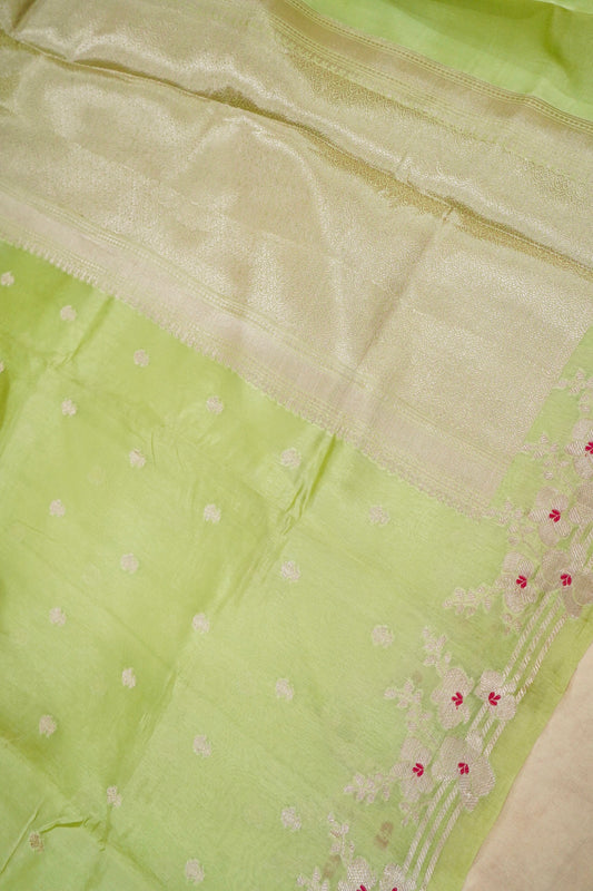 Radiant Green Raw Mango Silk Saree