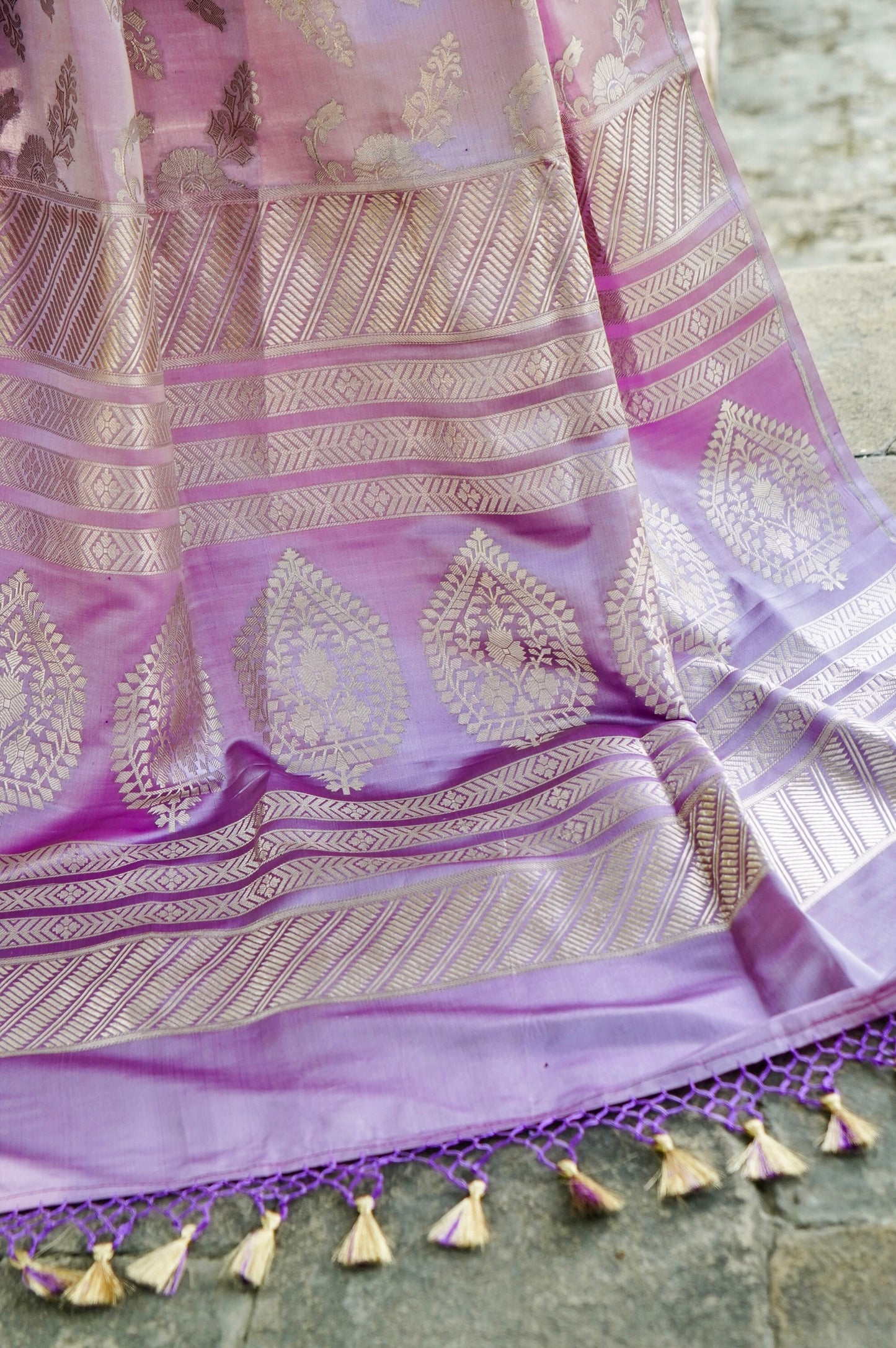 Lilac Pure Banarasi Katan Silk Saree