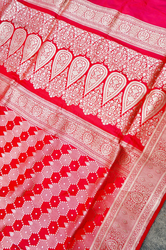 Red Pure Banarasi Katan Silk Saree