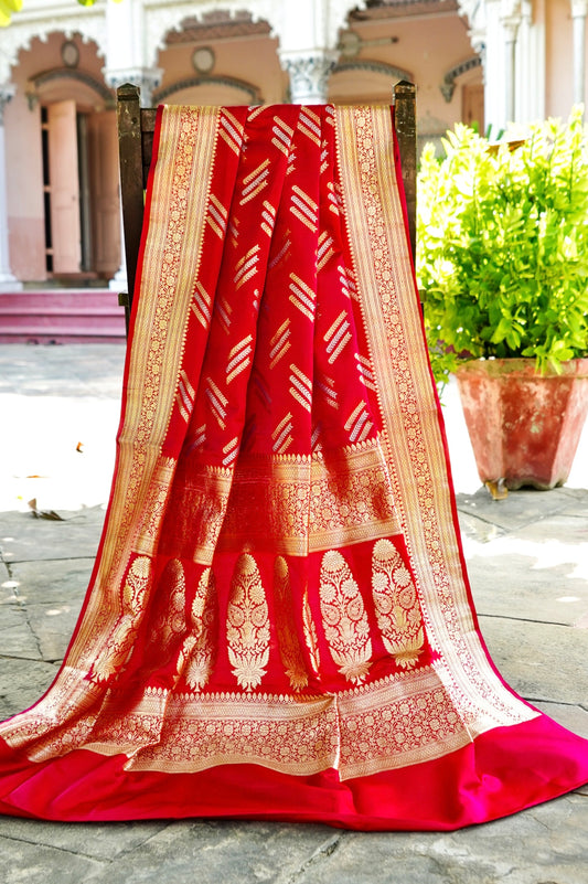 Red Pure Banarasi Katan Silk Saree