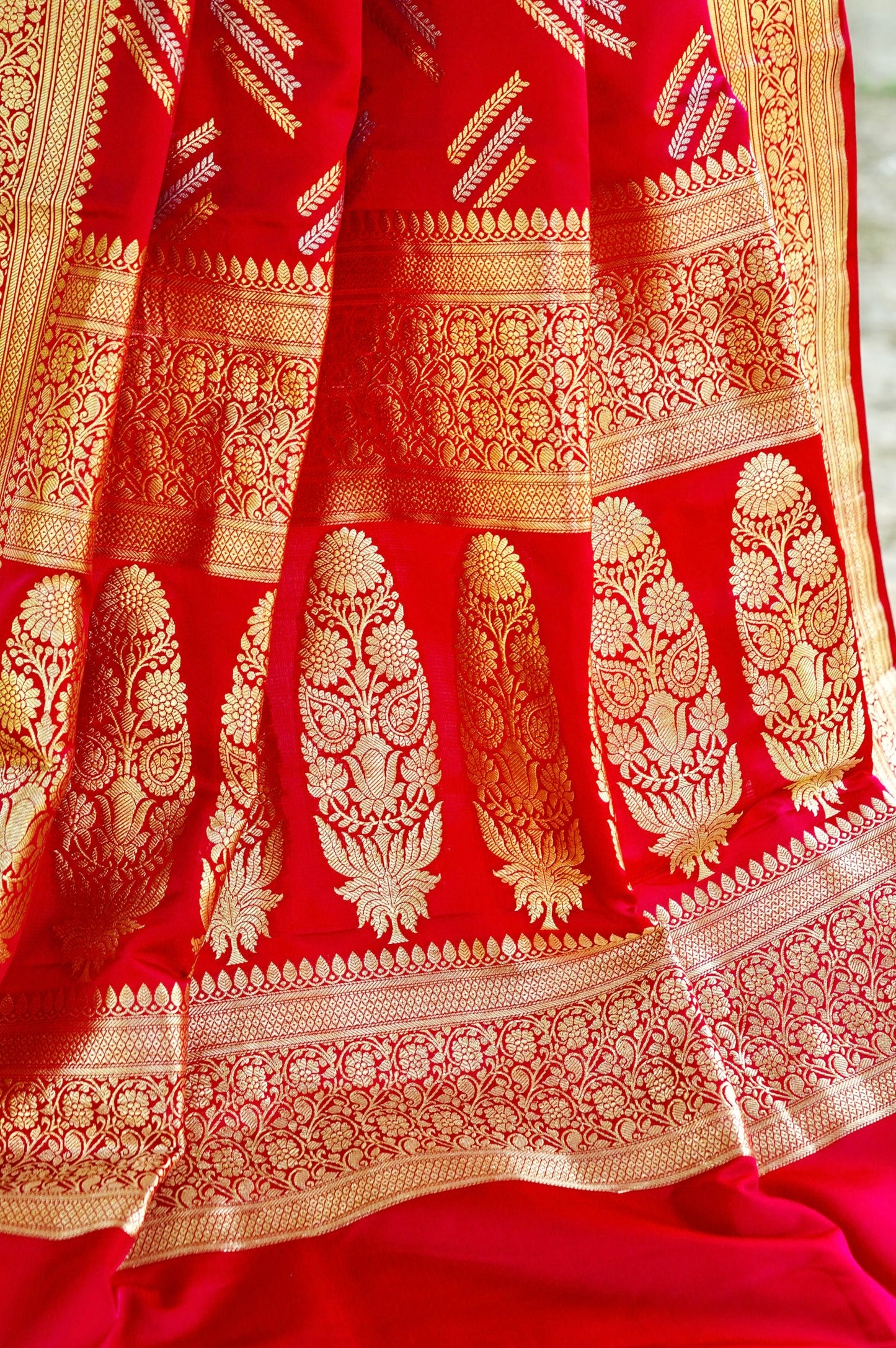 Red Pure Banarasi Katan Silk Saree