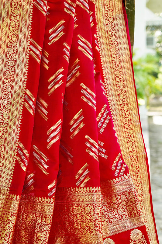 Red Pure Banarasi Katan Silk Saree