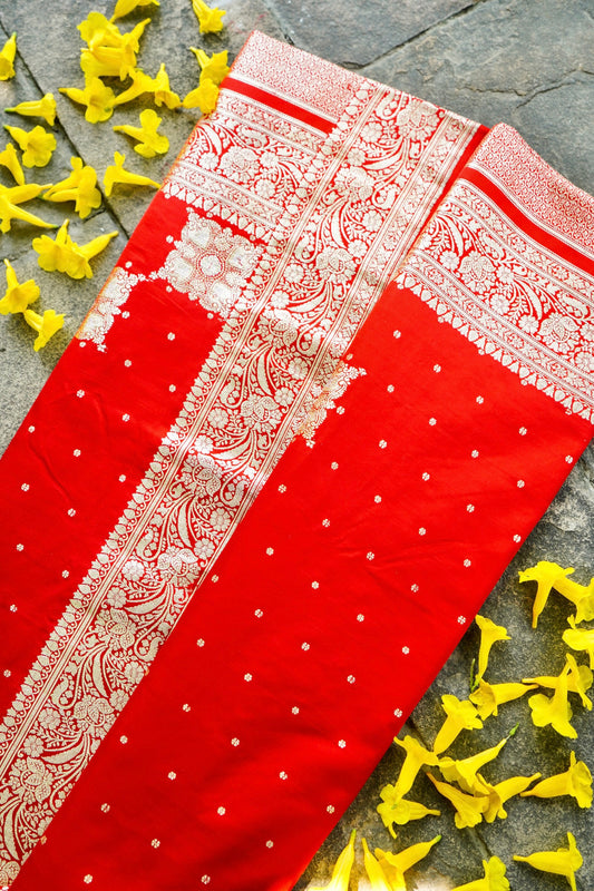 Red Pure Banarasi Katan Silk Saree