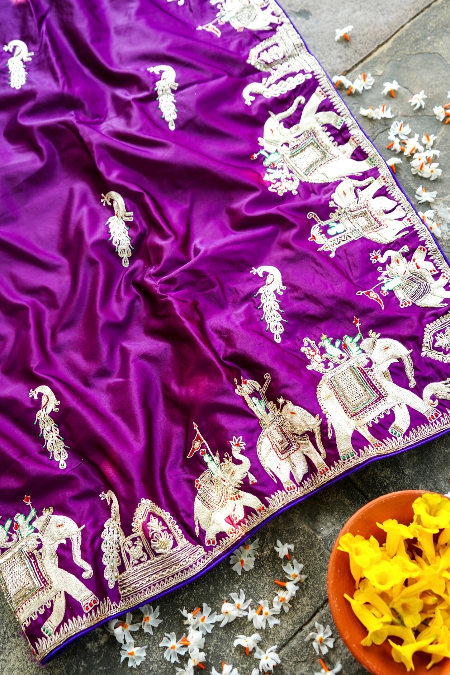 Banarasi Silk Saree With Handwork Zardosi Handwork