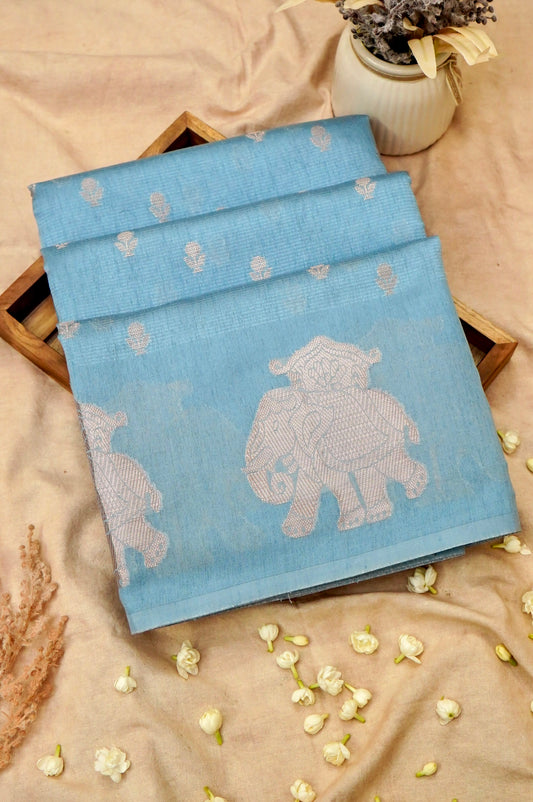 Cotton–Tussar Blend Banarasi Saree