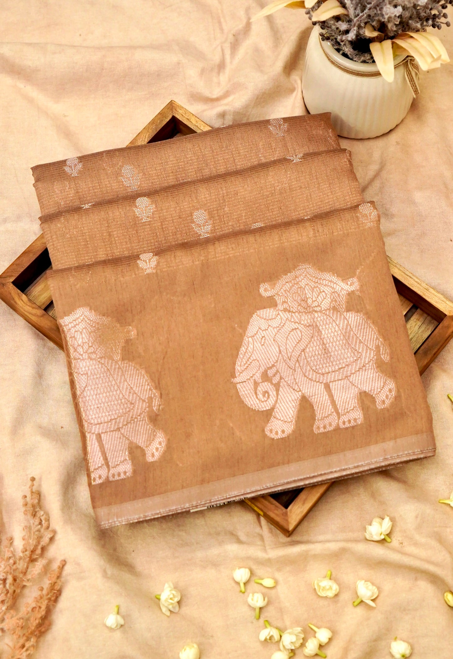 Cotton - Tussar Blend Banarasi Saree