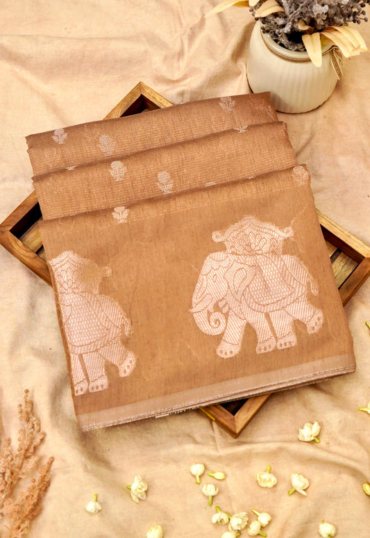 Cotton - Tussar Blend Banarasi Saree